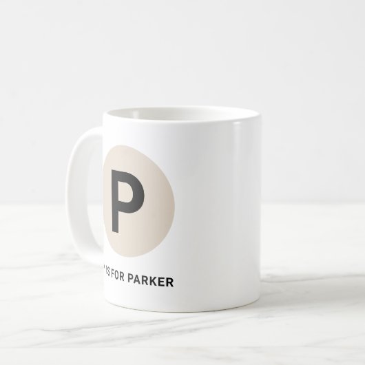 Modern Initial Mug – “P is for [Name]” Design (Devant gauche)