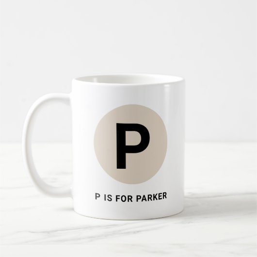 Modern Initial Mug – “P is for [Name]” Design (Gauche)