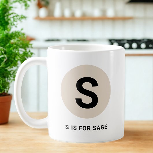 Modern Initial Mug – “S is for [Name]” Design Koffiemok