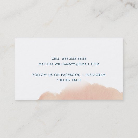 MODERN INK stijlvolle geverfde blush roze waterver Visitekaartje (Achterkant)