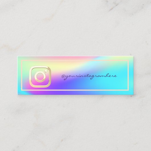 Modern Instagram Holographic Mini Visitekaartje (Voorkant)