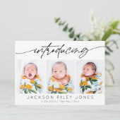 Modern Introducing Baby Newborn 3 fotocollage Aankondiging (Staand voorkant)