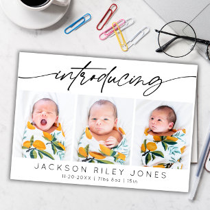 Modern Introducing Baby Newborn 3 fotocollage Kaart