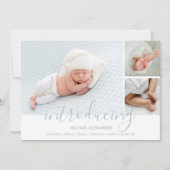 Modern Introduction Boy Photo Birth Announcement (Voorkant)