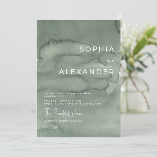 Modern Invitation Watercolor Wedding.   (Debout devant)