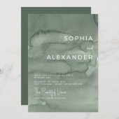 Modern Invitation Watercolor Wedding. (Devant / Derrière)