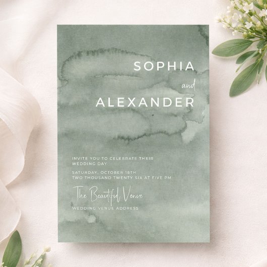 Modern Invitation Watercolor Wedding.  