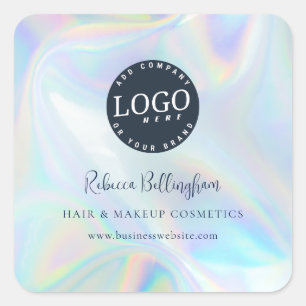 Modern Iridescent Bedrijf Logo en Bedrijfsnaam Vierkante Sticker