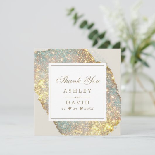 Modern Iridescent Glitter Weddenschap Hartelijk da Bedankkaart (Staand voorkant)