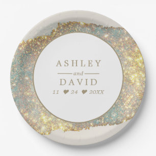 Modern Iridescent Glitter Wedding Papieren Bordje
