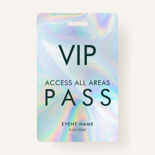 Modern Iridescent Holographic VIP All Access Pass Badge (Voorkant)