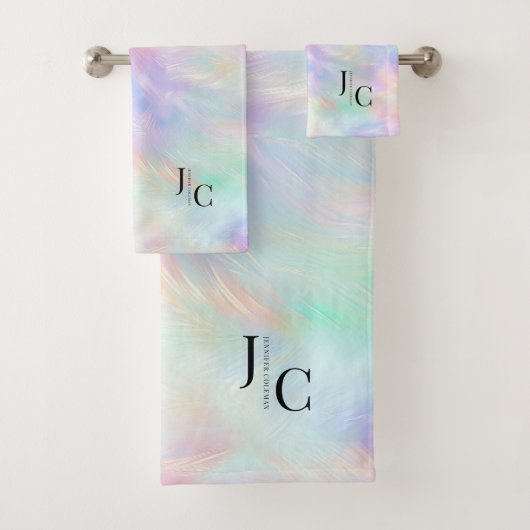 Modern iriserend opaal stijlvol monogram Logo Bad Handdoek (Insitu)