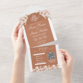 Modern Islamic Boho Terracotta Floral Nikah Walima All In One Uitnodiging (Afscheurbaar)