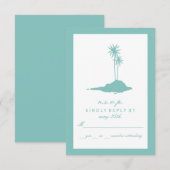 Modern Island Beach Bruiloft RSVP - Blauwgroen (Voorkant / Achterkant)