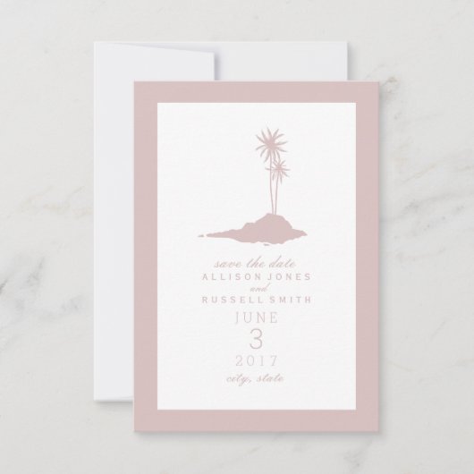 Modern Island Beach Wedding Save the Date - Blush (Voorkant)