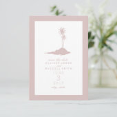 Modern Island Beach Wedding Save the Date - Blush (Staand voorkant)