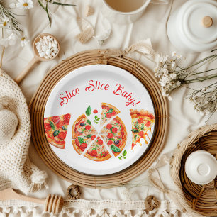 Modern Italiaans Baby shower voor Slice Slice Slic Papieren Bordje