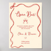 Modern Italian Open Bar Wedding Sign Poster (Voorkant)