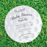 Modern It's A Boy Golf Ball Baby shower Invitation<br><div class="desc">Jolie invitation de baby shower garçons avec une balle de golf ronde en cercle découpé. Retournez notre invitation baby shower moderne pour un bébé garçon pour voir un retour assorti pour une touche spéciale supplémentaire.</div>