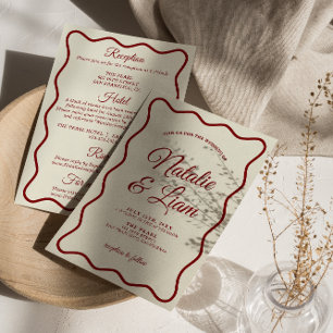 Modern Ivoor Alles In Een Kleurrijke Retro Bruilof Kaart