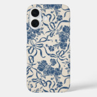 Modern Ivoor Navy Blue Floral Pattern