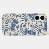 Modern Ivoor Navy Blue Floral Pattern Case-Mate iPhone Case (Achterkant (horizontaal))