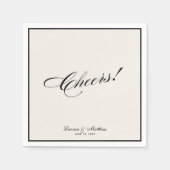 Modern Ivory Black Border  Cheers! Wedding  Servet (Voorkant)