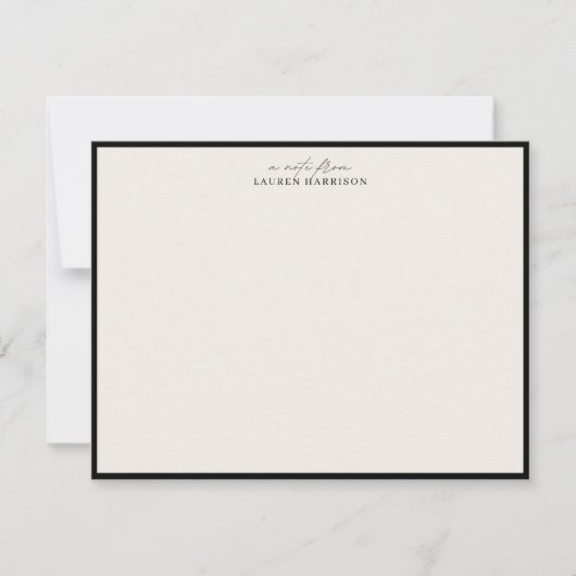 Modern Ivory Black Border Script Font Note Card Kaart (Voorkant)