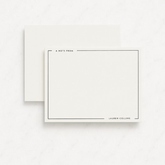 Modern Ivory Black Border Stationery Note Card Kaart