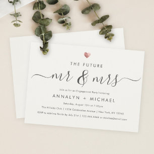 Modern Ivory Future Mr. en Mrs Engagement Party Kaart