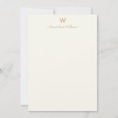 Modern ivory Gold Script Monogram Notitiekaartje (Voorkant)