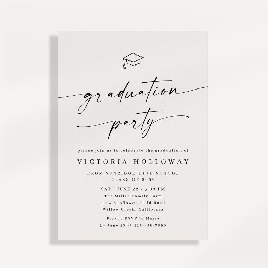 Modern Ivory Non Photo Graduation Party Invitation