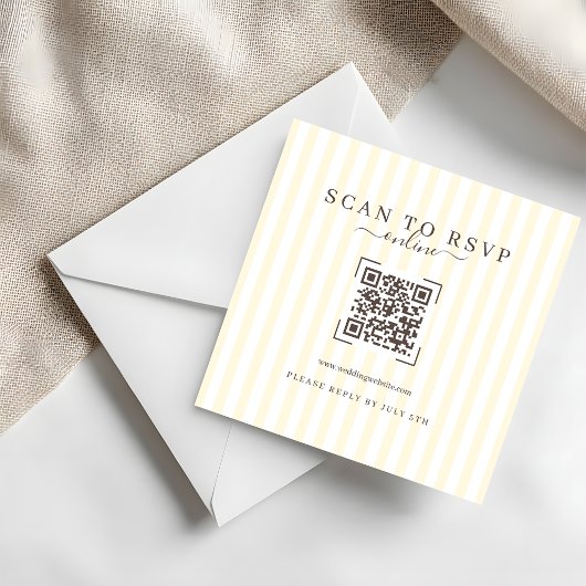 Modern Ivory QR Code Wedding Online RSVP Notitiekaartje