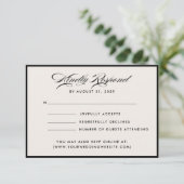 Modern Ivory Script RSVP Card Kaart (Staand voorkant)