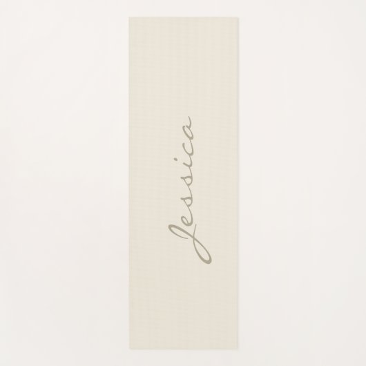 Modern Ivory Simple Minimalist Name Yogamat (Voorkant)