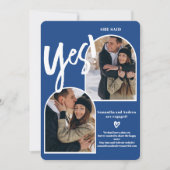 Modern ja 2 foto's boogblauw verloving aankondiging (Voorkant)