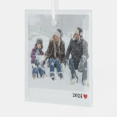 Modern Jaar Hart Glas Ornament (Voorkant links)
