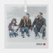 Modern Jaar Hart Glas Ornament (Voorkant)