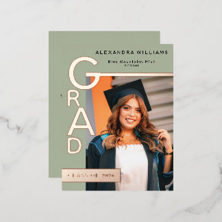 Modern Jade Graduation Party Invitation Rose Gold  Folie Uitnodiging Briefkaart