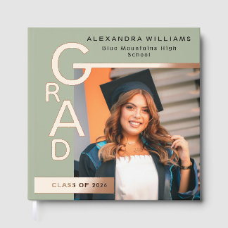 Modern Jade Graduation Photo Rose Gold