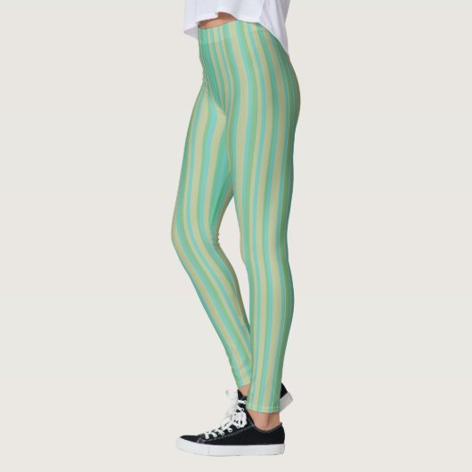 Modern Jade Green Striped Pattern Leggings (Links)