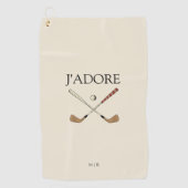 Modern J'adore Ik hou van Golf Creamy White Golfhanddoek (Voorkant)