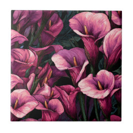 Modern Japanese Calle Lilies Tiles Tegeltje