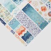Modern Japanese Indigo Pattern Collage Sampler Tissuepapier (Detail)