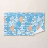Modern Japanese Seigaiha Waves & Rising Sun  (Serviette à main)