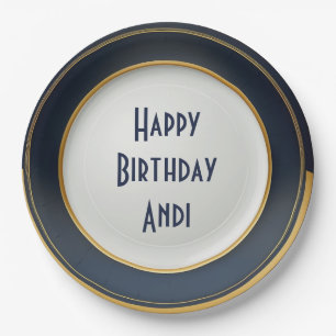 Modern Japans blauw en goudkeramisch ontwerp Papieren Bordje