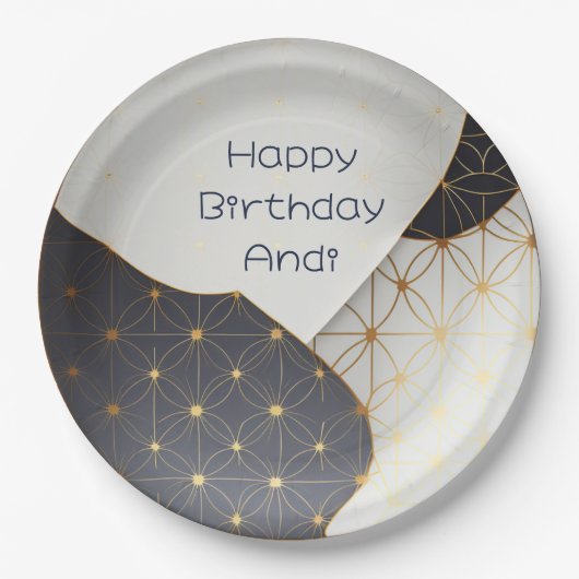 Modern Japans ontwerp voor zwarte en gouden kerami Papieren Bordje (Voorkant)