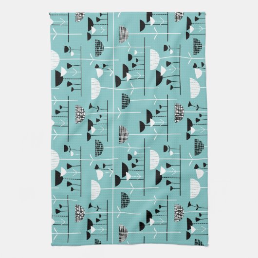 Modern Jazz - Light Blue 80C6C6 Theedoek (Verticaal)