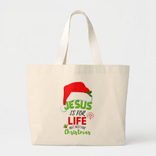 Modern JESUS IS NIET alleen voor Kerstmis maar voo Grote Tote Bag