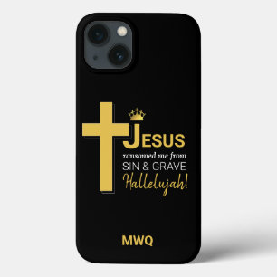 Modern JESUS RANSOMED ME Christelijk Monogram iPhone 13 Hoesje